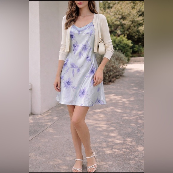 NEW VTG 90s California Dynasty slIPdress slip chemise Mint Purple Sz M - Picture 9 of 13